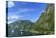 Cruiseships Moored at the Head of Geirangerfjord by the Village of Geiranger, Norway, Scandinavia-Amanda Hall-Premier Image Canvas