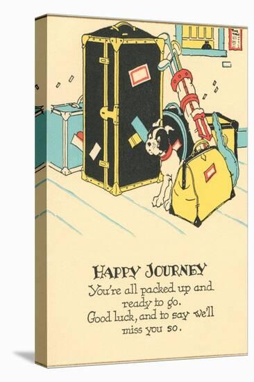 Crying Dog Amid Luggage, Happy Journey-null-Stretched Canvas