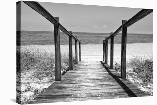 Cuba Fuerte Collection B&W - Wooden Pier on Tropical Beach II-Philippe Hugonnard-Stretched Canvas