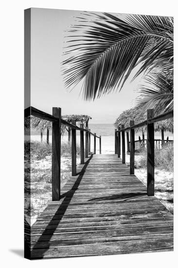 Cuba Fuerte Collection B&W - Wooden Pier on Tropical Beach IX-Philippe Hugonnard-Stretched Canvas