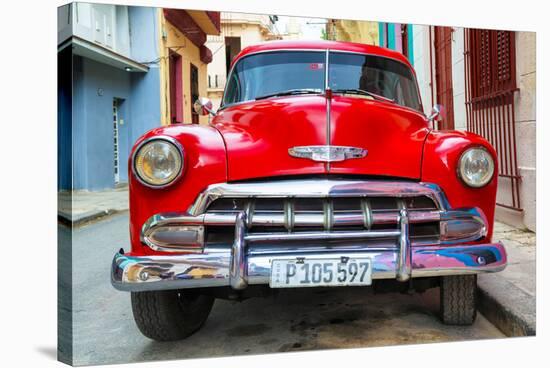 Cuba Fuerte Collection - Detail on Red Classic Chevy-Philippe Hugonnard-Stretched Canvas