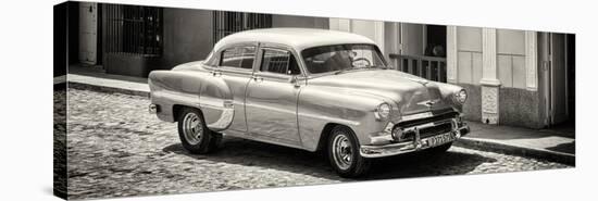 Cuba Fuerte Collection Panoramic BW - Cuban Taxi-Philippe Hugonnard-Stretched Canvas