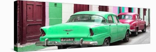 Cuba Fuerte Collection Panoramic - Classic American Cars - Green & Rasberry-Philippe Hugonnard-Stretched Canvas