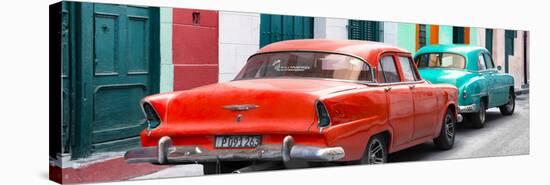Cuba Fuerte Collection Panoramic - Classic American Cars - Red & Turquoise-Philippe Hugonnard-Stretched Canvas
