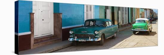 Cuba Fuerte Collection Panoramic - Green Cars in Trinidad-Philippe Hugonnard-Stretched Canvas