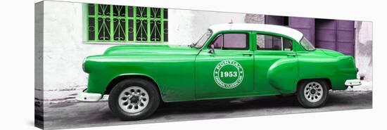 Cuba Fuerte Collection Panoramic - Green Pontiac 1953 Original Classic Car-Philippe Hugonnard-Stretched Canvas