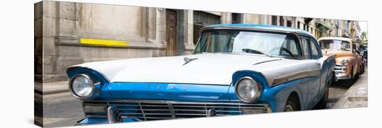 Cuba Fuerte Collection Panoramic - Old Ford Blue Car-Philippe Hugonnard-Stretched Canvas