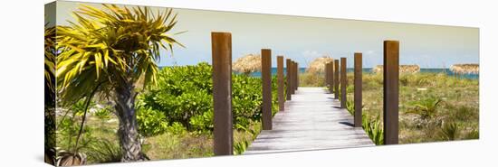 Cuba Fuerte Collection Panoramic - Wild Beach Jetty at Sunset-Philippe Hugonnard-Stretched Canvas