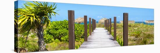 Cuba Fuerte Collection Panoramic - Wooden Jetty on the Beach-Philippe Hugonnard-Stretched Canvas