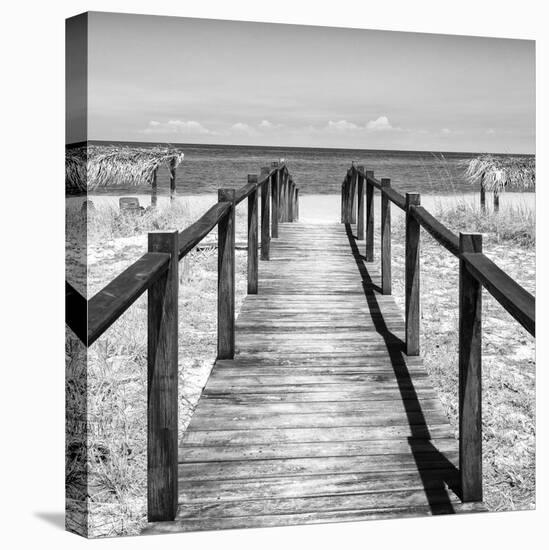 Cuba Fuerte Collection SQ BW - Boardwalk on the Beach III-Philippe Hugonnard-Stretched Canvas