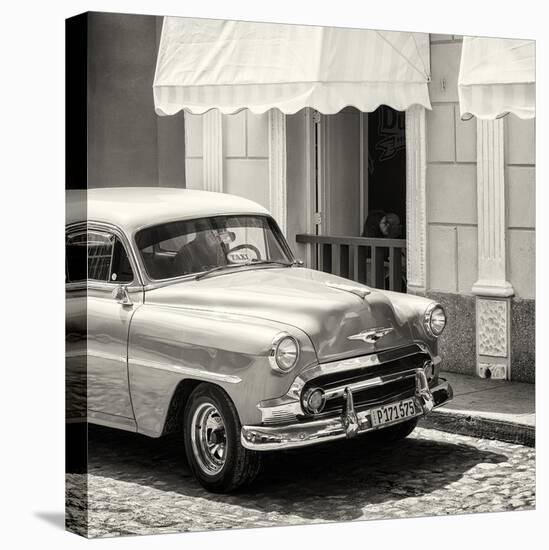 Cuba Fuerte Collection SQ BW - Close-up of Cuban Taxi Trinidad-Philippe Hugonnard-Stretched Canvas