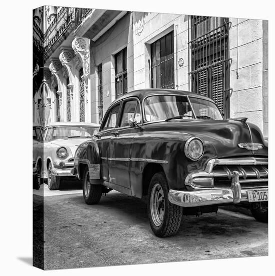 Cuba Fuerte Collection SQ BW - Two Chevrolet Cars II-Philippe Hugonnard-Stretched Canvas