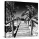 Cuba Fuerte Collection SQ BW - Wooden Jetty on the Beach-Philippe Hugonnard-Stretched Canvas