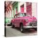 Cuba Fuerte Collection SQ - Two Chevrolet Cars Pink and Green-Philippe Hugonnard-Stretched Canvas
