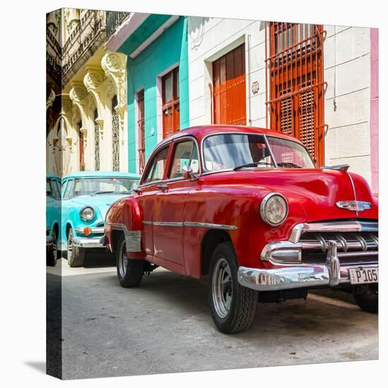 Cuba Fuerte Collection SQ - Two Chevrolet Cars Red and Turquoise-Philippe Hugonnard-Stretched Canvas