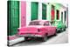 Cuba Fuerte Collection - Two Classic American Cars - Pink & Green-Philippe Hugonnard-Stretched Canvas