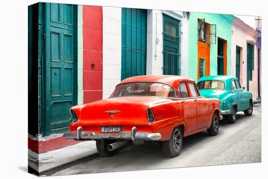 Cuba Fuerte Collection - Two Classic American Cars - Red & Turquoise-Philippe Hugonnard-Premier Image Canvas