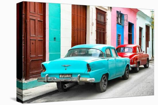 Cuba Fuerte Collection - Two Classic American Cars - Turquoise & Red-Philippe Hugonnard-Premier Image Canvas