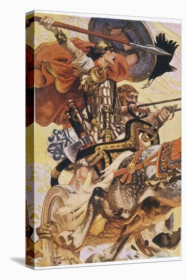 Cuchulain (Cu Chulainn) Rides His Chariot into Battle-Joseph Christian Leyendecker-Premier Image Canvas