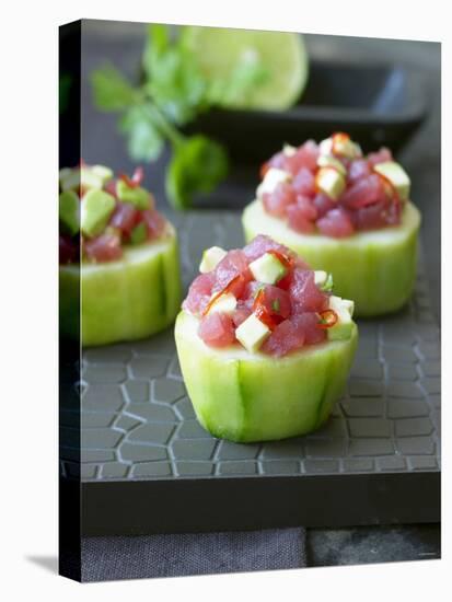 Cucumber Towers Topped with Tuna Tartare-Jan-peter Westermann-Premier Image Canvas