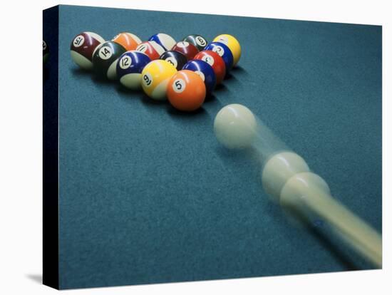 Cue Ball Rolling Towards Racked Billiard Balls-null-Premier Image Canvas