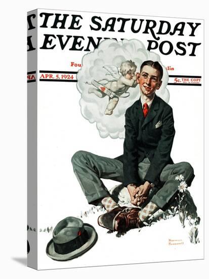 "Cupid's Visit" Saturday Evening Post Cover, April 5,1924-Norman Rockwell-Premier Image Canvas