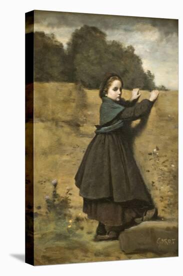 Curious Little Girl-Jean-Baptiste-Camille Corot-Stretched Canvas