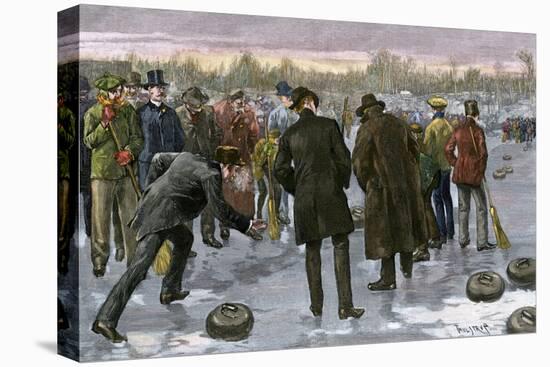 Curling Match on a Frozen Lake in Canada, 1880s-null-Premier Image Canvas