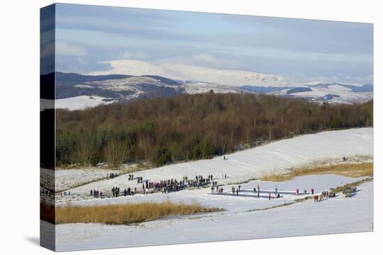 Curling on Frozen Bush Loch, Gatehouse of Fleet, Dumfries and Galloway, Scotland, United Kingdom-Gary Cook-Premier Image Canvas