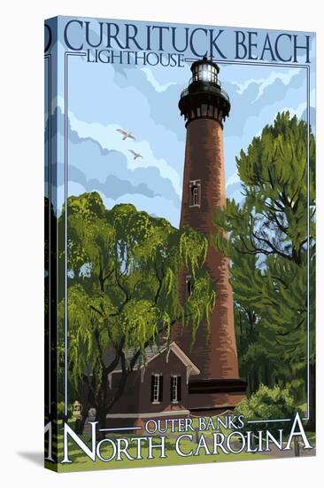 Currituck Beach Lighthouse Day Scene - Outer Banks, North Carolina-Lantern Press-Stretched Canvas