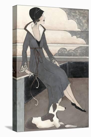 Custom Art Deco Lady with Dog-Megan Meagher-Stretched Canvas