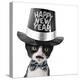 Cute Black and White Kitten with Moustache, Bow Tie and Happy New Year Hat-Hannamariah-Premier Image Canvas