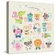 Cute Cartoon Animals Alphabet from A to M-littleWhale-Stretched Canvas