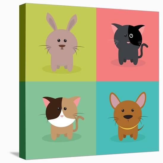 Cute Cartoon Animals-Nestor David Ramos Diaz-Stretched Canvas