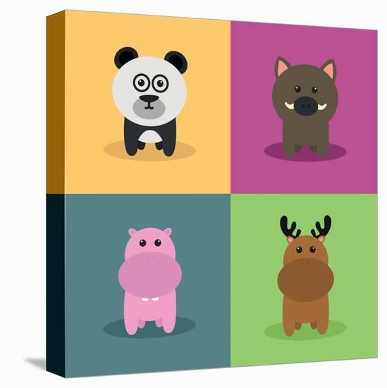 Cute Cartoon Animals-Nestor David Ramos Diaz-Stretched Canvas