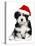 Cute Christmas Havanese Puppy Dog with a Santa Hat-mdorottya-Premier Image Canvas
