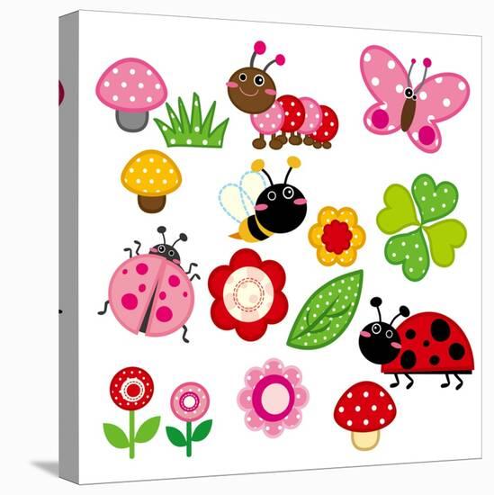 Cute Garden Insect-hehehefish-Stretched Canvas