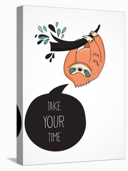 Cute Hand Drawn Sloths, Funny Vector Illustrations, Poster and Greeting Card-Marish-Stretched Canvas