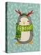 Cute Penguin in Scarf. Watercolor Illustration. Perfect for Greeting Cards-Maria Sem-Stretched Canvas