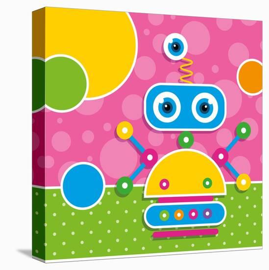 Cute Robot Greeting Card-Jelena Z-Stretched Canvas