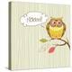 Cute Vector Owl. Hoot Card-Alisa Foytik-Stretched Canvas