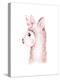 Cute Watercolor Llama, Alpaca Illustration Isolated on White. Llama Print Ethnic Blanket, Flowers W-Kris_art-Premier Image Canvas