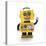 Cute Yellow Vintage Toy Robot over White Background Waving Hello-badboo-Stretched Canvas