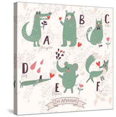 Cute Zoo Alphabet In Vector A B C D E F Letters Funny Animals In Love Alligator Bear Cat Art Print Smilewithjul Art Com