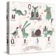 Cute Zoo Alphabet in Vector. N, O, P, Q, R, S, T Letters. Funny Animals in Love. Numbat, Owl, Pig,-smilewithjul-Stretched Canvas