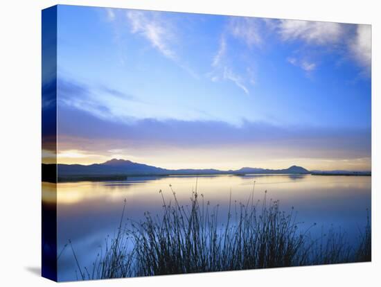 Cutler Reservoir on Bear River with Cirrus Fibratus at Sunset, Great Basin, Cache Valley, Utah-Scott T. Smith-Premier Image Canvas