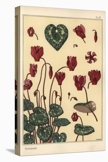 Cyclamen Plant, with Details of the Flower, Leaves, Petals, 1897 (Lithograph)-Eugene Grasset-Premier Image Canvas