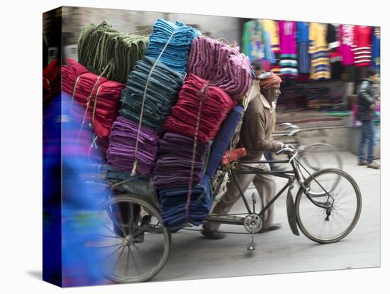 Cycle Rickshaw with a Big Load of Clothes in Amritsar, Punjab, India-David H. Wells-Premier Image Canvas