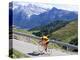 Cyclist Riding Over Sella Pass, 2244M, Dolomites, Alto Adige, Italy-Richard Nebesky-Premier Image Canvas