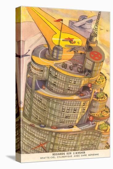 Cylindrical Futuristic French City-null-Stretched Canvas